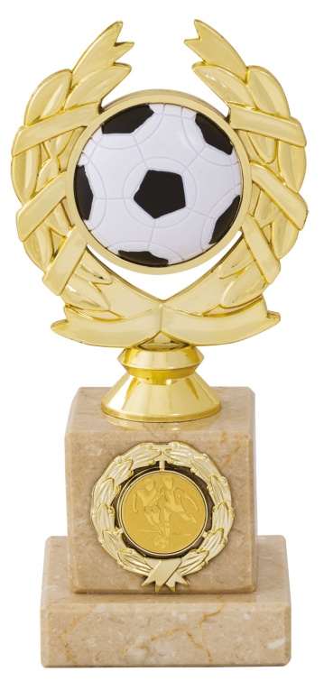 Bright Gold Football top on marble Base for 2" centre 5 sizes