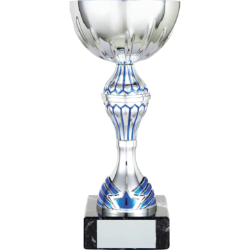 All Activity with Bright Gold Bowl and 2 colour Stem with Blue Trim 1" Centre Marble Base in 7 sizes