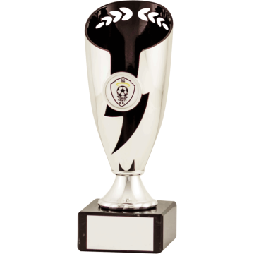 All Activity with Bright Silver Abstract Top with Black Trim and 1" centre on Marble Base in 2 sizes
