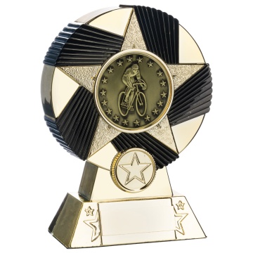 Two Tone Stand  Bike and Rider  Gold and Black 4 sizes