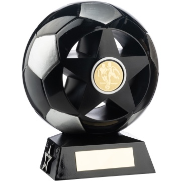 Two Tone Football Ball and Star in Black and  Silver  7 Colours