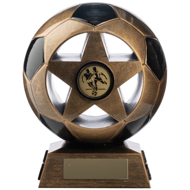 Two Tone Football Ball and Star  Ant Gold  and Black 7 Colours