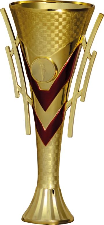 Bright Gold Cup/Riser with Red Trim and Handles 2 sizes