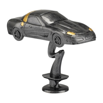 Corvette Car in Antique Silver Finish with Gold Trim