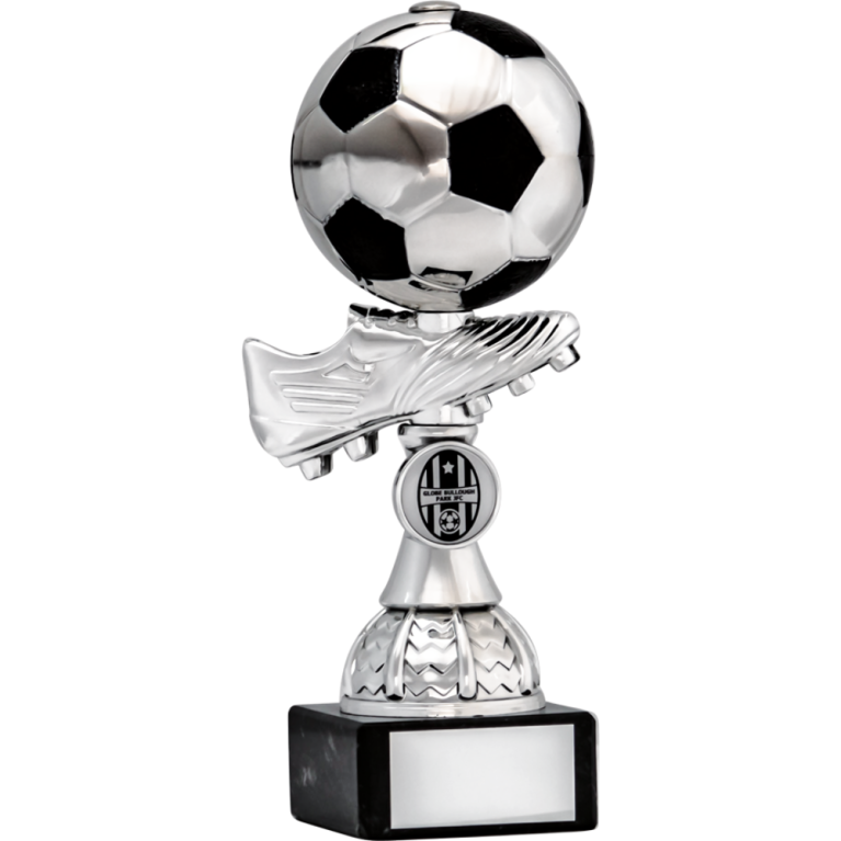 Bright Silver with Black highlights Ball and Boot on Marble Base for 1" Centre 4 sizes