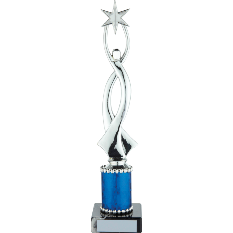 All Activity with Bright Silver Abstract Top with Blue Trim Marble Base in 5 sizes