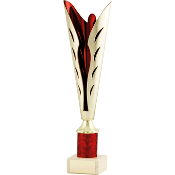 Abstract All Activity with Bright Gold Top with Red Trim and Column on Marble Base in 5 sizes