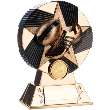 Two Tone Rugby Boot and Ball Stand in Bright Bronze and Black 3 colours