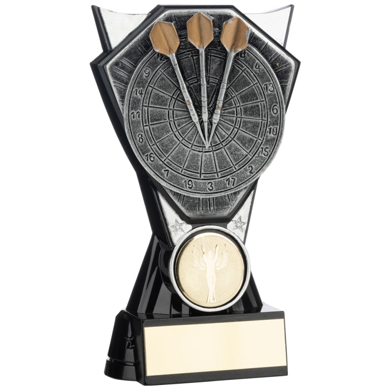 Two Tone Stand Dart Board  and Darts   Silver  and Black  4 sizes