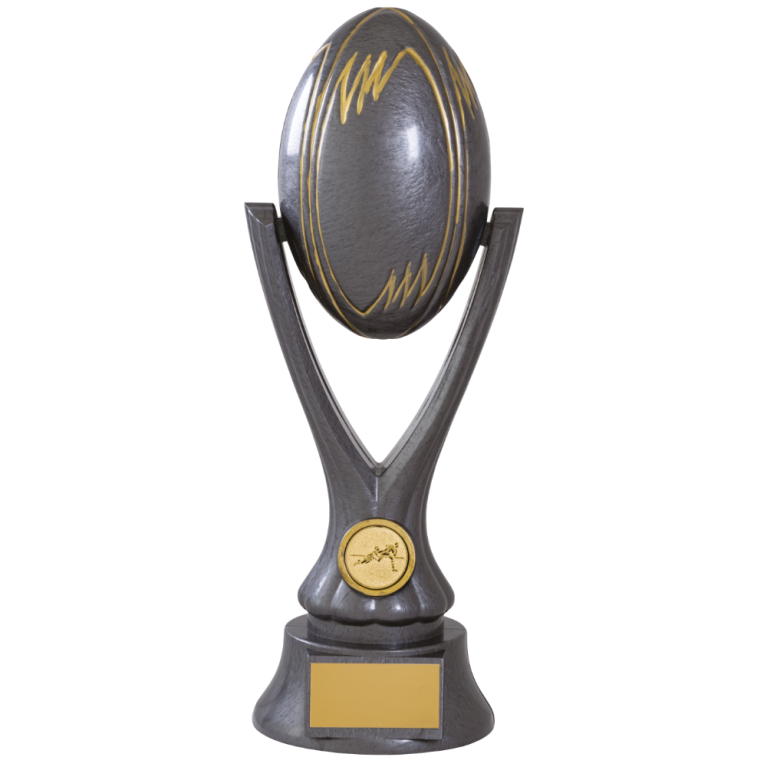 Antique Silver Rugby Ball and Boot with Gold Highlights in 3 sizes