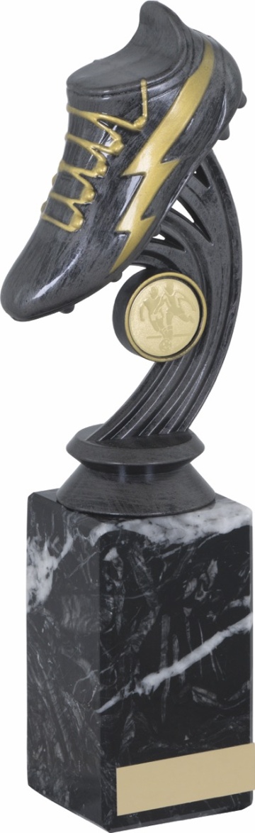 Football Boot on Marble in Antique Silver with Gold Trim in 4 sizes