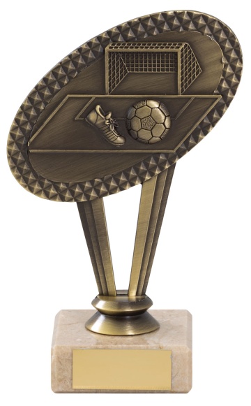 Metal Antique Gold Football top on Marble Base 4 sizes