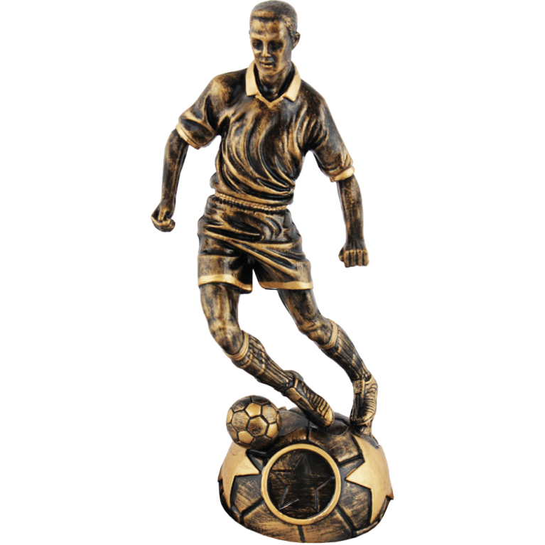 Football Male in Antique Gold Finish with Gold Trim
