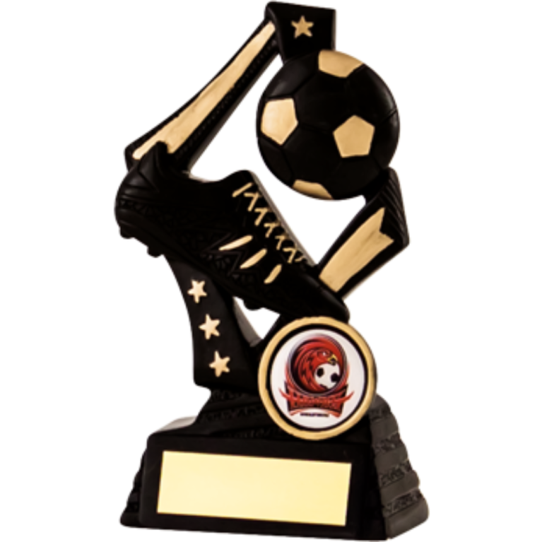 Football Award in Black Gold for 1" Centre in 4 sizes
