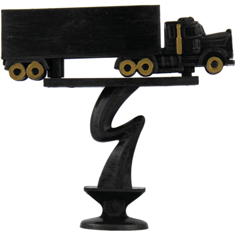 Truck & Trailer in Antique Silver Finish with Gold Trim
