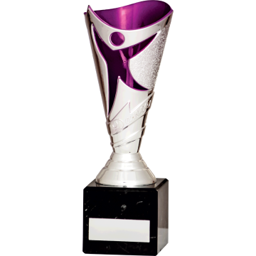 All Activity with Bright Silver Abstract Top with Purple Trim on Marble Base in 2 sizes