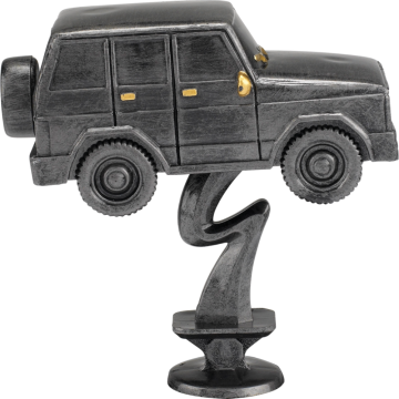 Jeep in Antique Silver Finish with Gold Trim